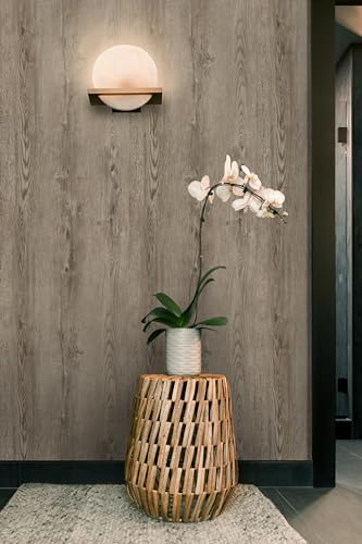 GloryTik 118"X17.7" Grey Brown Wood Grain Contact Paper Faux Wood Peel and Stick Wallpaper Wood Removable Self Adhesive Waterproof Wallpaper - color: Grey Brown, size: 17.7" x 118"
