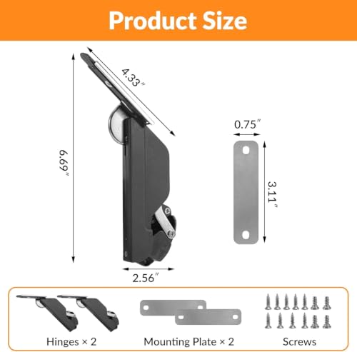 HBL' Lid Support Hinges with Soft Close, Adjustable Strength, 40LBS Support - size: 40LBS Max Load