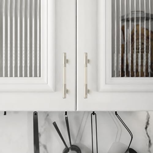 Ravinte Solid Brushed Nickel Cabinet Pulls,3-3/4 in Hole Handles,2 Pack - color: Brushed Nickel, size: 3-3/4 inches Hole Center
