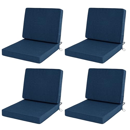 Outdoor Chair Cushions Set of 4, 22 x 22 Inch, Navy Blue, Deep Seat - color: Navy Blue, size: 22" x 22" 4 Pack