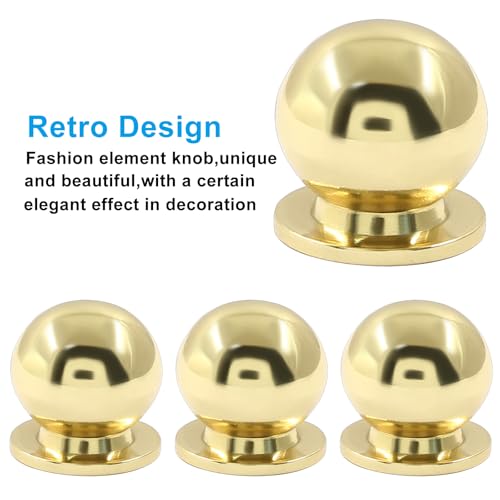 Jiozermi 4 Pack Mini Round Solid Brass Knobs, 5/9 Inch, Polished Gold - color: Polished Gold, size: 5/9 Inch(14mm)