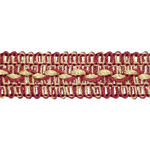 Decorative Braid Trim for Sewing and Upholstery, 3/4 Inch - 5 Yards, Woven Gimp Braid Ribbon Trim for Curtains, Pillows, Costumes, Lampshades, Home Decor and Craft Projects (Red & Gold) - color: Red & Gold