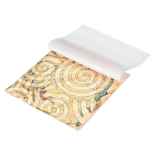 MECCANIXITY 5 Sheet Gold Leaf Sheets, 5.5"x5.5" Imitation Gold Foil Sheets Variegated Booklet Paper for Crafts, Picture Frames, Nails and DIY Arts Decoration,Auspicious Cloud Foil - color: Auspicious Cloud Foil