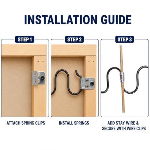 27" 8-Pack Couch Spring Repair Kit for Sagging Sofa Cushions, Includes Springs, Stay Wire, Clips and Screws