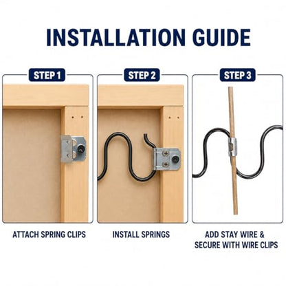 27" 8-Pack Couch Spring Repair Kit for Sagging Sofa Cushions, Includes Springs, Stay Wire, Clips and Screws