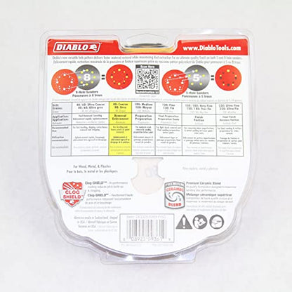 Diablo Hook and Lock ROS Sanding Discs - 5", 80 Grit, Coarse, 15-Pack - style: 80-Grit, Coarse - Pack of 15