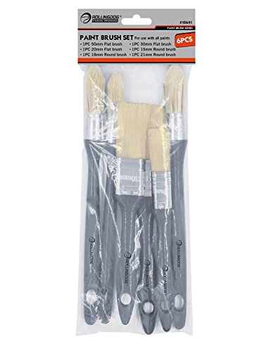 ROLLINGDOG Trim Paint Brush Pointed Round Edge Paint Brush Flat Paintbrush - color: Plastic Handle 6pc Set