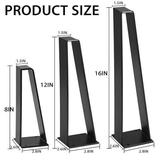 NXN-HOME 8 inch Metal Bench Legs Triangle-Shape Furniture Legs, Solid Steel Table Legs Metal Couch Legs Metal Legs for Sofa Couch Dresser Coffee Table (Set of 4) - size: 8 INCHES