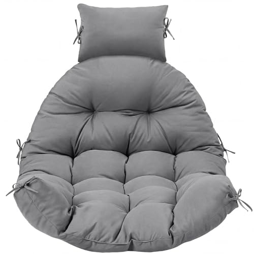 Tudomro Waterproof Egg Chair Cushion with Pillow Filling 2.58 kg Replacement Rocking Wicker Chair Cushion 48" x 32" High Back Hanging Swing Hammock Pad Thicken for Outdoor Patio Garden (Dark Gray) - color: Dark Gray