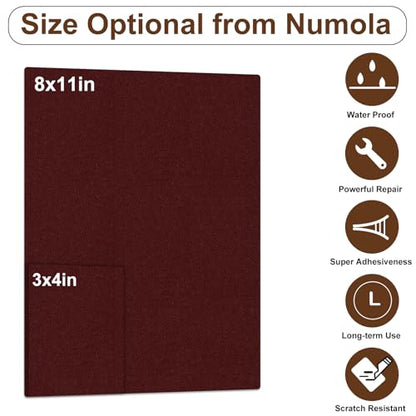 Numola Leather Repair Patch, 3×4 Inch Self-Adhesive Dark Wine Red - color: Dark Wine Red, size: 3×4inch