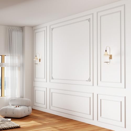 3 Set Peel and Stick Wall Molding Kit (12 Frames & 4 Corner Flowers)
