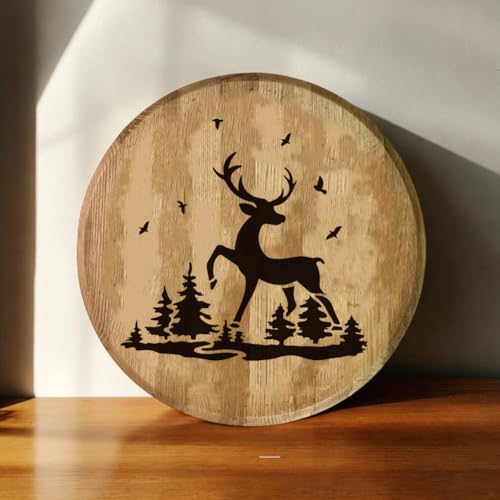 10Pcs Christmas Pine Trees and Deers Wall Stencil Templates Reusable Plastic Forest Stencils for Painting on Wood Wall Floor Fabric Glass Furniture - style: Pine Tree C