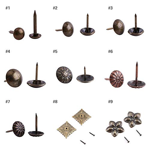 Hilitand 100pcs Upholstery Tacks,Furniture Nails Pins Sofa Rivet Upholstery Pins Craft Thumbtack Tack,Antique Brass (Daisy Nail 11x16mm)