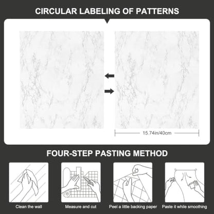 CAX Peel and Stick Wallpaper White Marble Contact Paper for Countertop - color: White and Gery, size: 23.6" x 472"