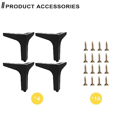 AODIOU Furniture Legs Metal feet: Couch Legs 6 Inch Sofa Cabinet Legs Replacement Black Legs for Furniture Set of 4 - color: Black, size: 6'' / 15cm(4PCS)