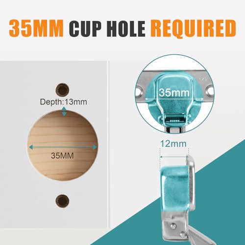 HBL' Soft Close Hinges for Frameless Cabinets, 110°, 35mm Cup, 50 Pack - size: Full Overlay