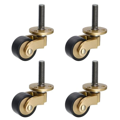 Semetall Solid Brass Swivel Caster with Rubber Wheels Set of 4 - style: A-217