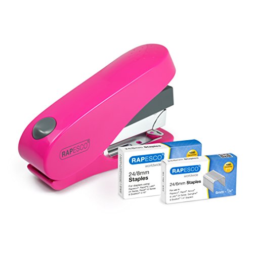 Rapesco 1468 Luna Less Effort Stapler, 50 Sheet Capacity, Hot Pink - style: Compact, Ergonomic