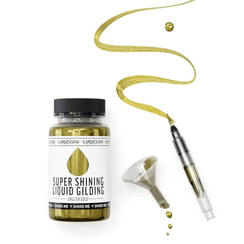 KAMENSKAYA Liquid Gold Leaf Paint - Alcohol Based Fast Drying English Gold Liquid Leaf, 3.38 fl oz (100 ml) - color: English Gold, size: 3.38 Fl Oz (Pack of 1)