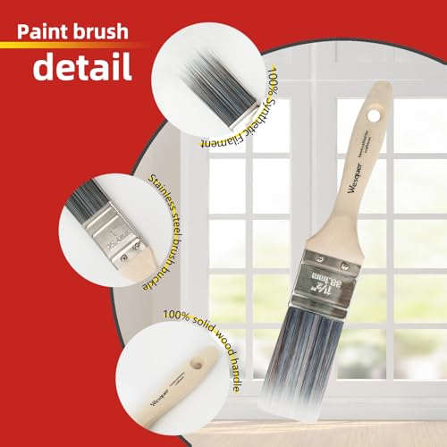 Wesquer 1 Inch Flat Paint Brushes 12 Pack Bulk Professional Detail Trim - size: 1 inch (12 pack)