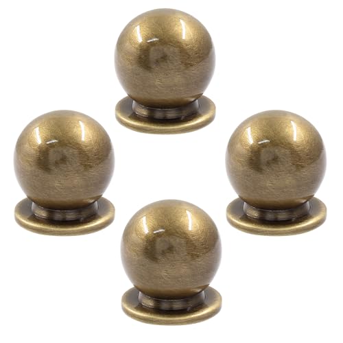 Jiozermi 4 Pack Mini Round Solid Brass Knobs, 1 Inch, Bronze - color: Bronze, size: 1 Inch(25mm)