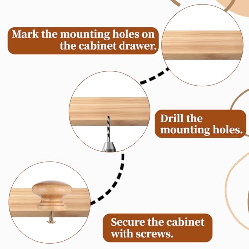 8 Pcs Wooden Drawer Pulls, Natural Wood Dresser Knobs Wooden Cabinet Knobs Round Drawer pulls Mushroom Wood Knob for Furniture Cupboard Dresser Closet Door (Diameter: 1.34", Height: 1")