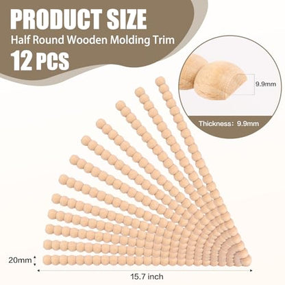 Wood Bobbin Trim Molding Beaded Wood Trim 15.7 Inch Long - size: 20mm
