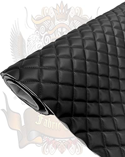 Vinyl Quilted Foam Fabric with 3/8" Foam Backing Upholstery / 52" Wide/Sold by The Yard/FABRIC EMPIRE (Black with Hq Black Thread, Diamond 2" x 2") - color: Black, size: Diamond 2" x 2"
