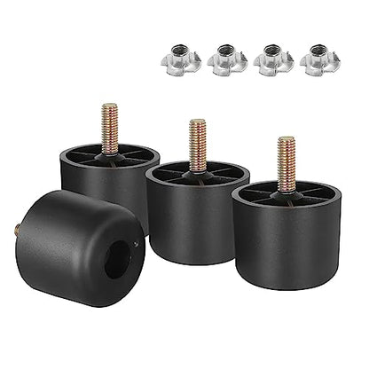 4pcs Plastic Furniture Legs 1-1/2" with T-Nuts, M8-1.25 Bolt - size: 1-1/2 Inch, M8-1.25 Metric Thread Bolts