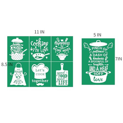 DGAGA 2PCS Home Made Self Adhesive Silk Screen Stencils, Cooking Mesh Stencils Transfer, Kitchen Reusable Stencils Screen Stencil, Patterns for DIY Painting T-Shirts, Pillows, Textile Cloth Bags - color: 2pcs kitchen stencils