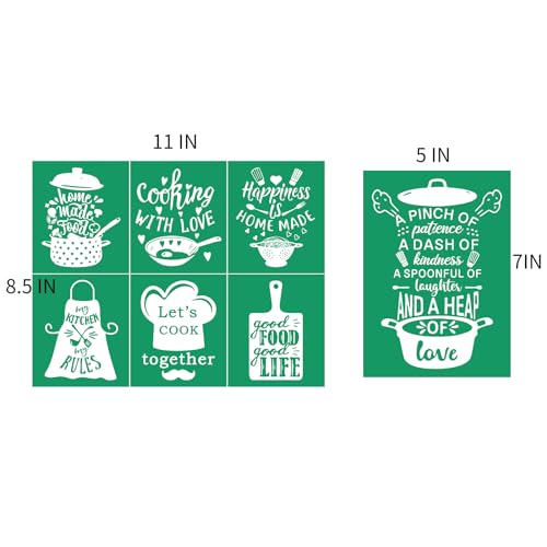 DGAGA Home Made Self Adhesive Silk Screen Stencils, Cooking Mesh Stencils Transfer, Kitchen Reusable Stencils Screen Stencil, Patterns for DIY Painting T-Shirts, Pillows, Textile Cloth Bags 5 * 7 in - color: cooking stencil