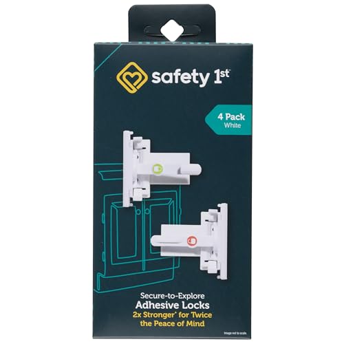 Safety 1st - Secure-to-Explore Adhesive Cabinet Locks Baby Proofing, Child Locks for Cabinets and Drawers (4 Locks), White - size: 4 Locks
