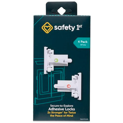 Safety 1st - Secure-to-Explore Adhesive Cabinet Locks Baby Proofing, Child Locks for Cabinets and Drawers (4 Locks), White - size: 4 Locks