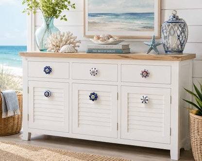 JGARTS Set of 25 Hand Painted Ceramic Cabinet Knobs Blue and White Decorative Drawer Pulls for Dresser, Kitchen Cabinets, Wardrobe, Cupboard, Furniture & Home Decor