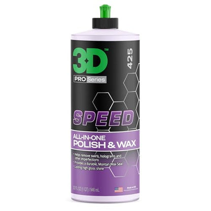 3D Speed All-In-One Polish & Wax – Scratch & Swirl Remover, Clear Coat Safe Paint Sealant – High Gloss Finish, Easy Application – 32oz – Made in USA - size: 32 Fl Oz (Pack of 1)