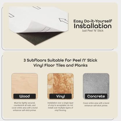 Tivoli Peel & Stick Vinyl Floor Tiles, 45-Pack, 12 x 12 in, White - color: White Slate