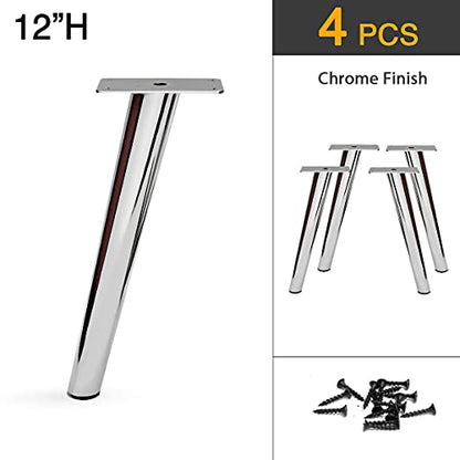 Slant Furniture Metal Legs - Set of 4 New (Chrome 12" H) - color: Slant -Chrome 12"h
