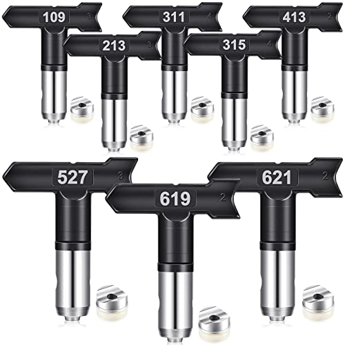 Zhengmy 8 Pcs Airless Spray Tips, 109, 213, 311, 315, 413, 517, 619, 621 - size: 109, 213, 311, 315, 413, 517, 619, 621