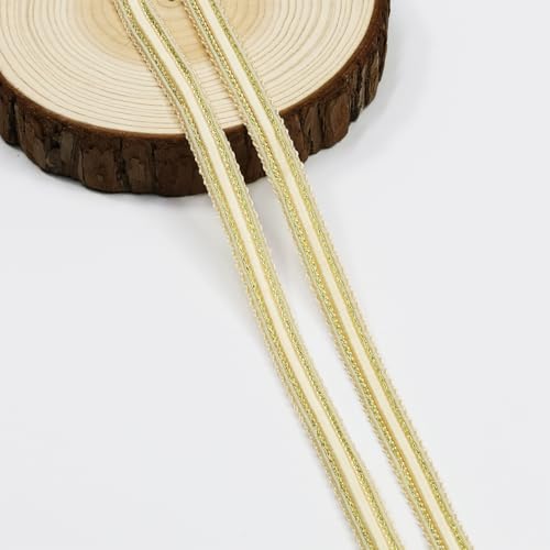 Beige 10 Yards Gimp Braid Trim, 12mm/0.47 Inch Wide Decorative Lace Webbing Fabric for Sewing Garments, Curtains, DIY Crafts, Lamps and Furniture Decoration (Beige