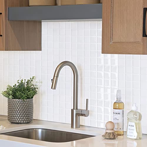 Alwayspon 10 Sheets 10" x10'' White 3D Vinyl Backsplash Tiles, Self-Adhesive Peel and Stick Wall Tile Stickers Stick on Subway Tiles for Kitchen Bathroom Wall - color: White