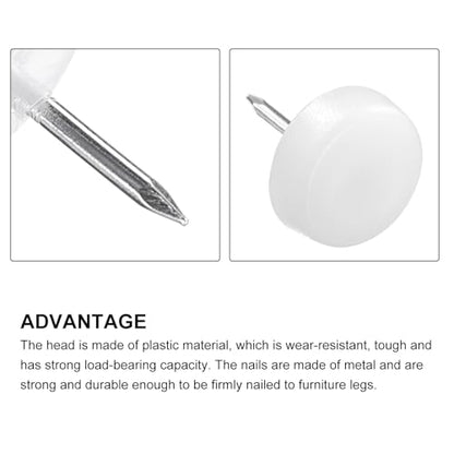 METALLIXITY Furniture Feet Nail (16mm/0.63in) 20Pcs, Plastic Round Chair Glides Sliders - for Chairs Sofa Furniture Sliders Protector Pad, White - size: 16mm/0.63in