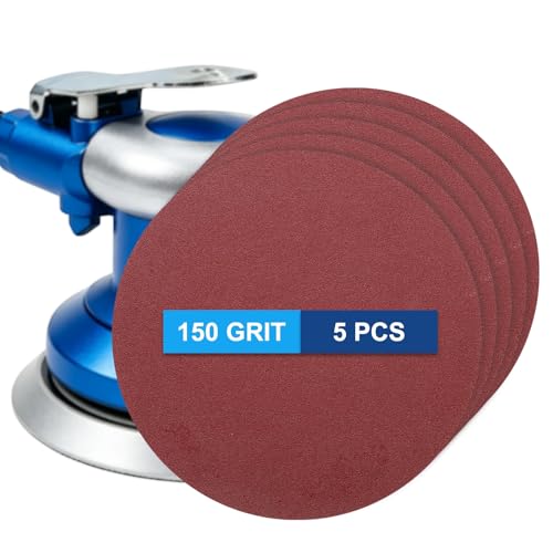 5 Pack 5 Inch PSA Sanding Discs 150 Grit Aluminum Oxide Red - size: 150 grit