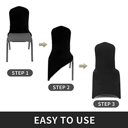 Peomeise 6pcs Stretch Spandex Chair Cover for Wedding Party Dining Banquet Event (Black, 6) - color: Black, size: 6PCS