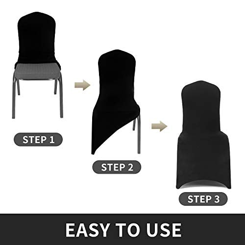 Peomeise 12pcs Stretch Spandex Chair Cover for Wedding Party Dining Banquet Event (Black, 12) - color: Black, size: 12PCS