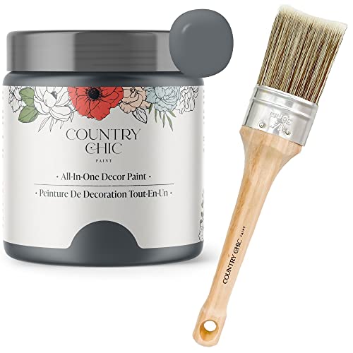 Chalk Style Paint + Paint Brush Bundle - for Furniture, Home Decor, Crafts (Color: Hurricane [pint - 16 oz] - Cool Grey)