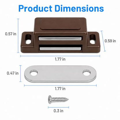 12 Pack Cabinet Magnets for Closure, Tight-Latching Magnetic Door Catch - color: Brown