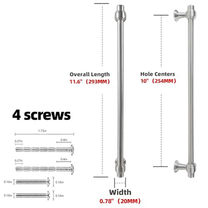 Brushed Nickel Kitchen Cabinet Pulls 10 Inch 10 Pack - color: Brushed Nickel, size: 10" Hole Center(254mm)