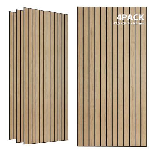 TO-TH 4 Pack Acoustic Panels Wood Grain Sound Proof Wall Panel, teak - color: Premium Teak, size: 4 pcs - 47.2'' * 23.6''