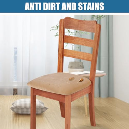 Smiry Velvet Seat Covers for Dining Room Chair Set of 2 - color: Beige, size: Set of 2