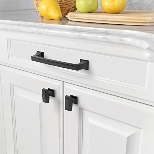Amerdeco 10 Pack Matte Black Cabinet Handles 1.4 Inch(35mm) Single Hole Drawer Knobs and Pulls for Bathroom Cabinets ZH0010 - color: Matte Black, size: Single Hole